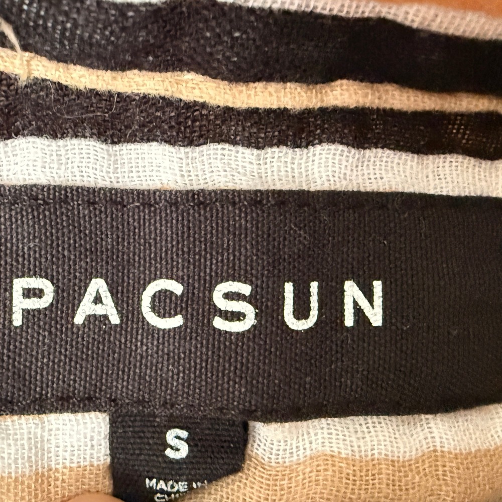 Pacsun Mens Orange Striped Short Sleeve Button Up Shirt Size‎ S - Picture 7 of 7